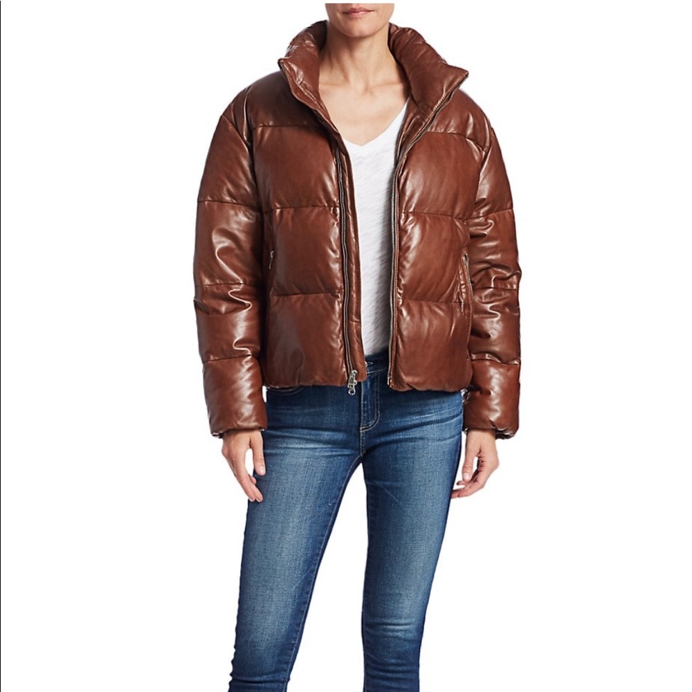 Lamarque Iris Leather Puffer Jacket size Medium